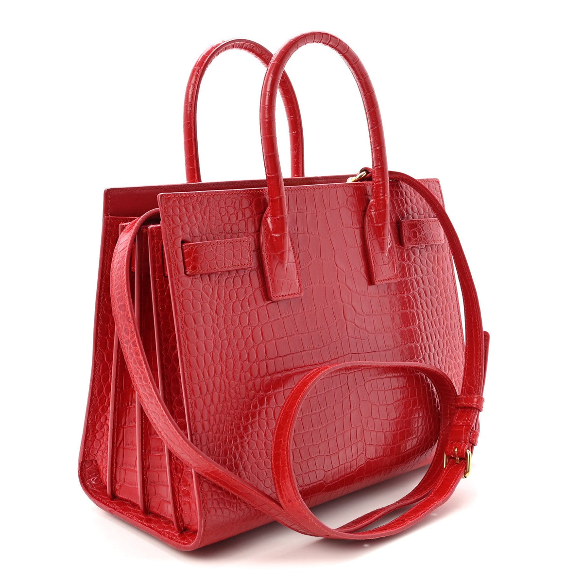 Calfskin Crocodile Embossed Baby Sac de Jour Eros Red