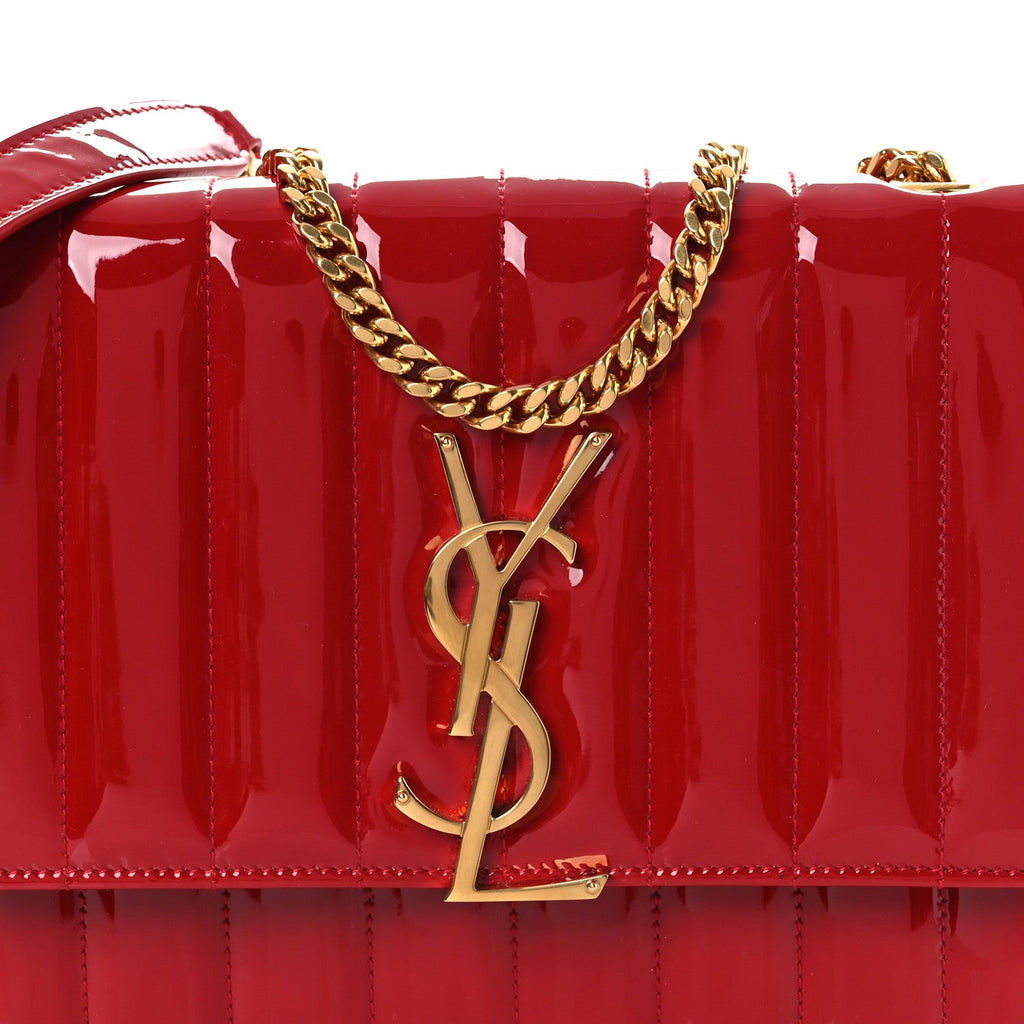 Patent Calfskin Matelasse Vicky Chain Wallet Rouge Eros