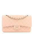 Caviar Quilted Medium Double Flap Light Beige