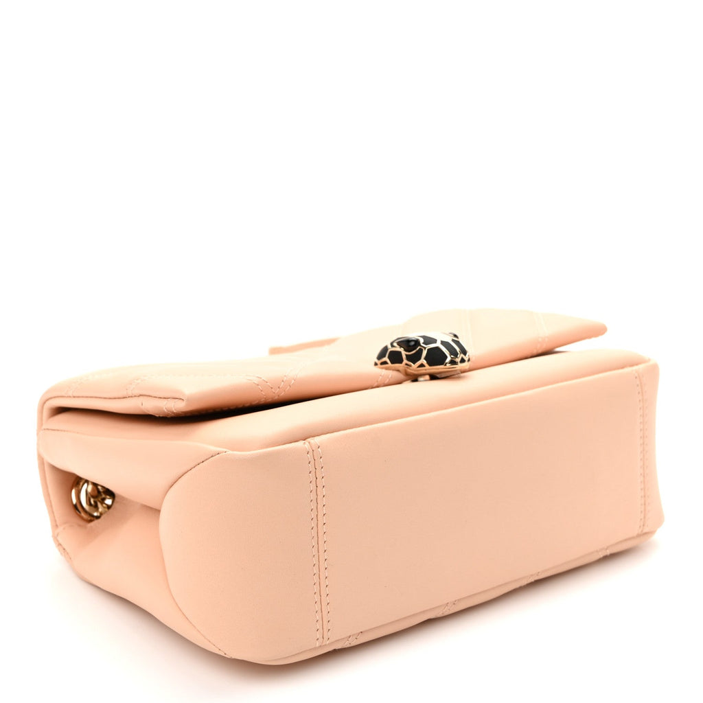 Calfskin Matelasse Small Serpenti Cabochon Shoulder Bag Peach