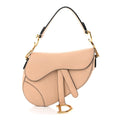 Grained Calfskin Mini Saddle Bag Beige
