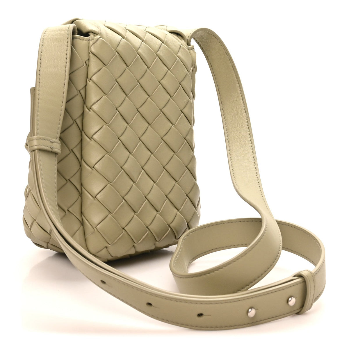 Nappa Intrecciato Mini Vertical Cobble Shoulder Bag Travertine