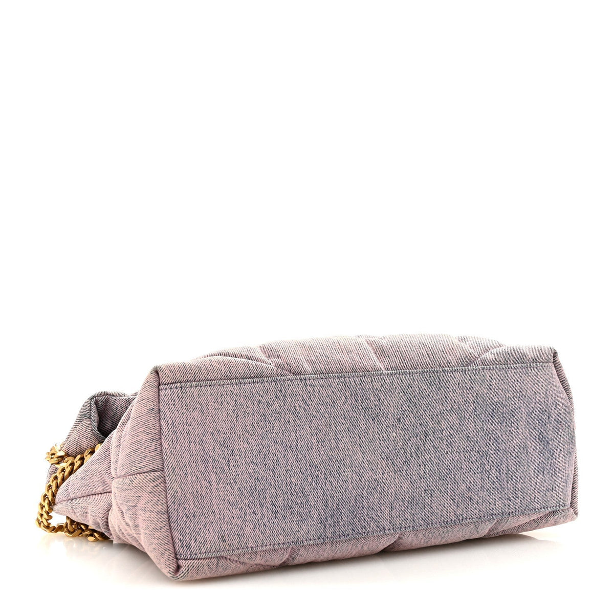 Denim Quilted Medium Loulou Puffer Monogram Chain Satchel Bleached Lilac