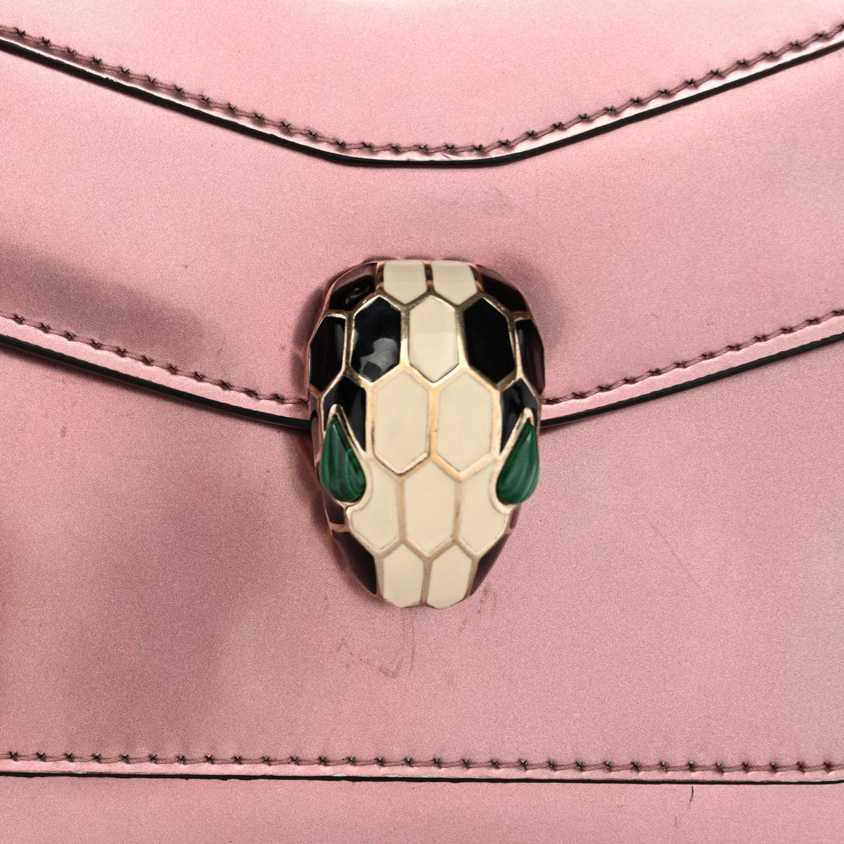Metallic Calfskin Serpenti Forever Top Handle Rose Quartz