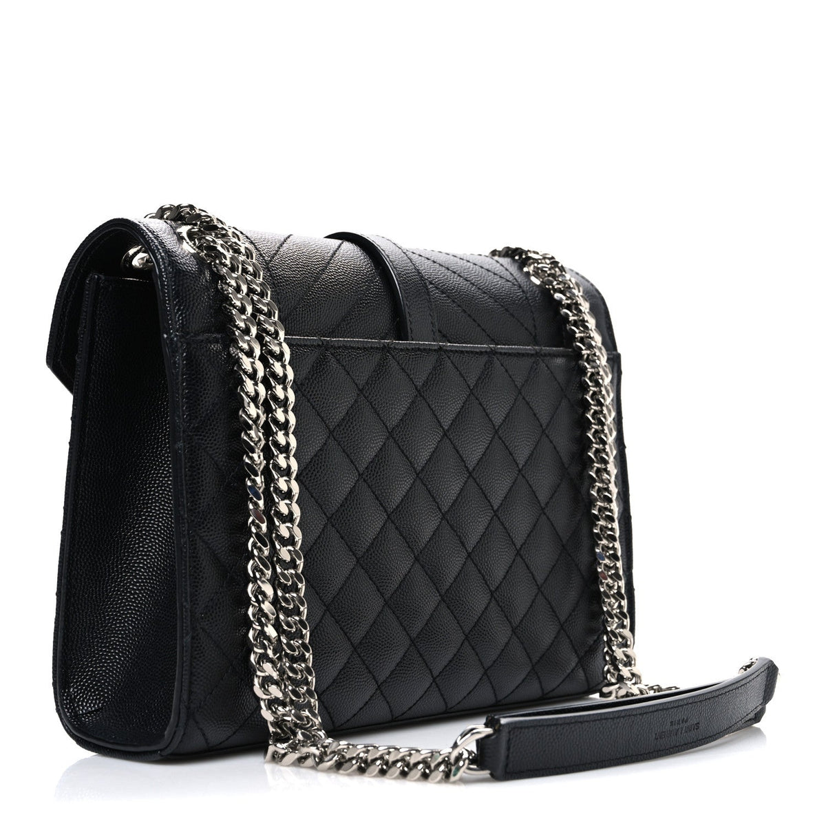 Grain De Poudre Textured Mixed Matelasse Triquilt Medium Monogram Satchel Black