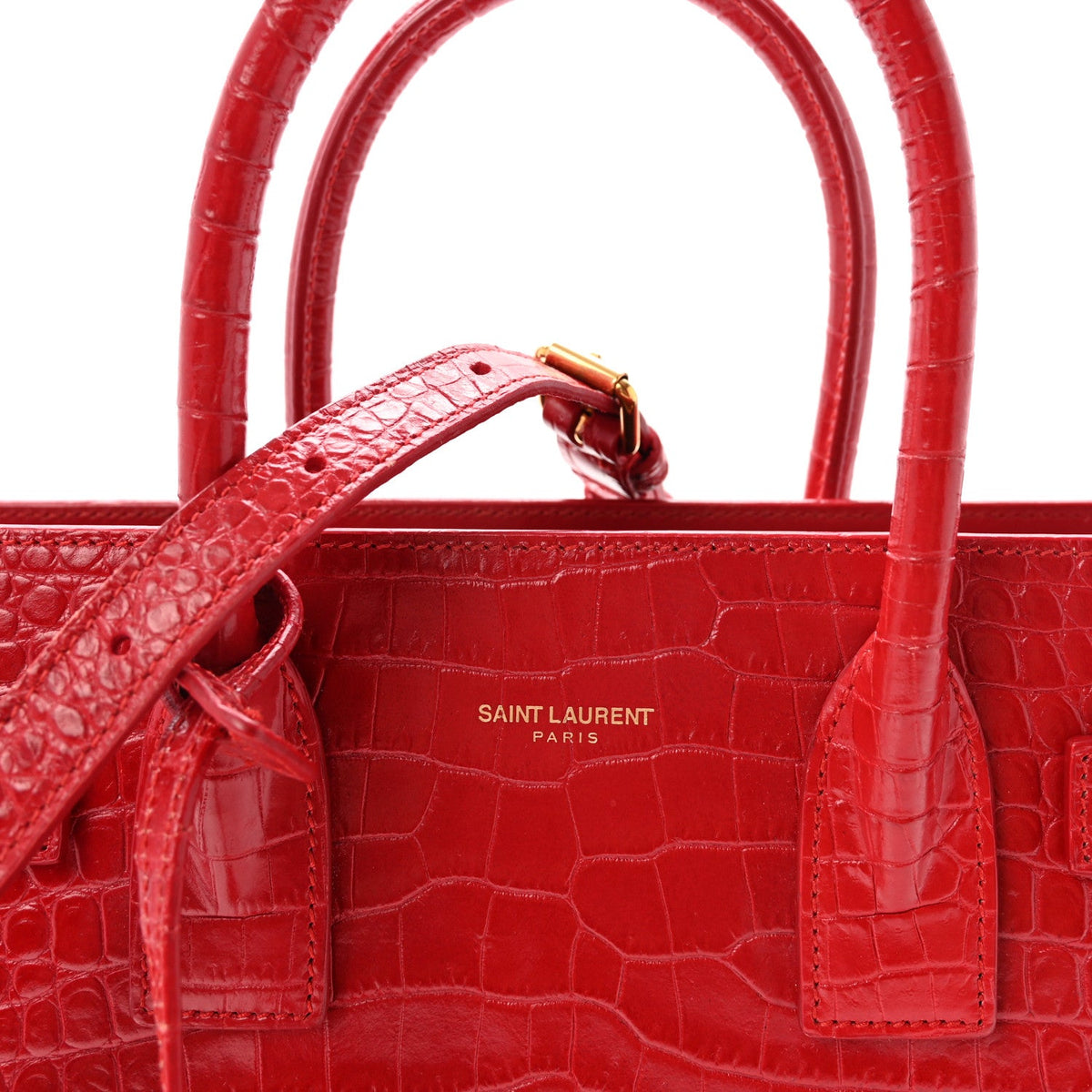 Calfskin Crocodile Embossed Baby Sac de Jour Eros Red