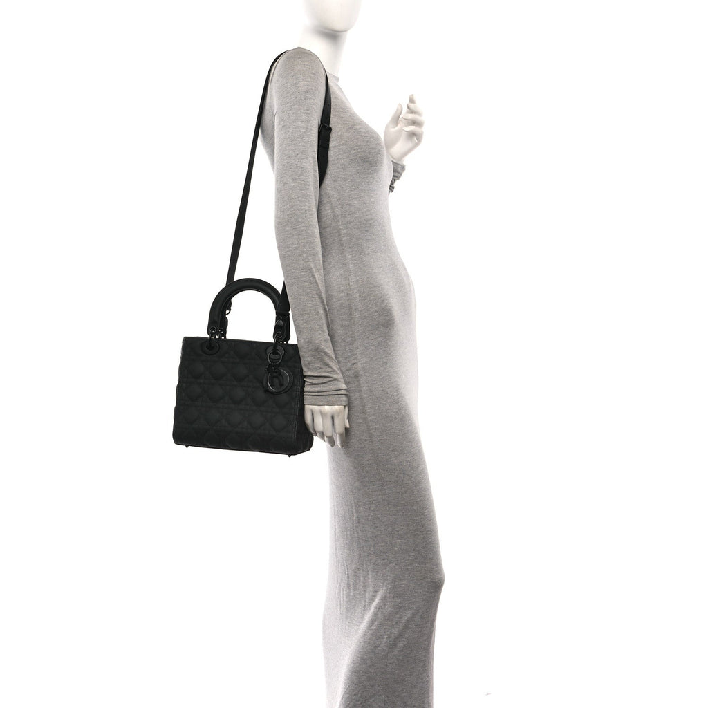 Ultra Matte Calfskin Cannage Medium Lady Dior Black