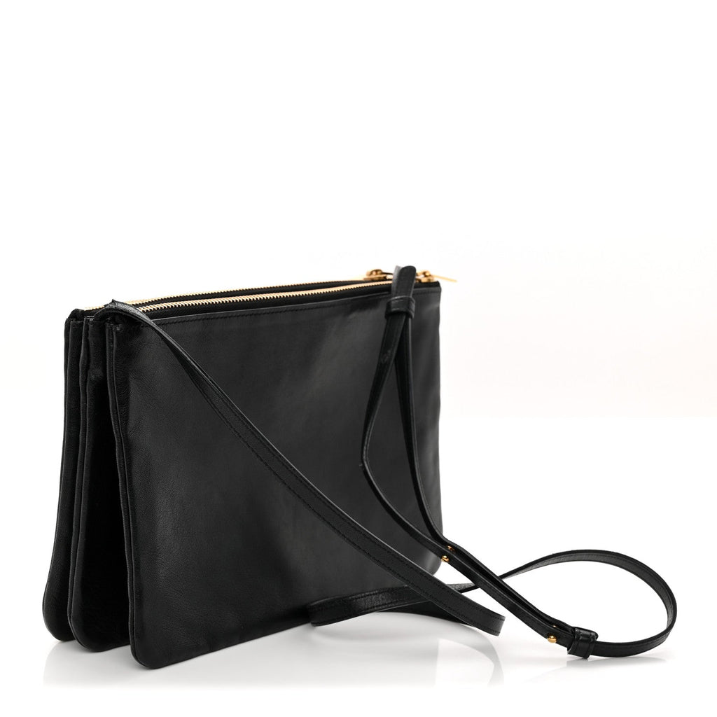 Lambskin Small Trio Crossbody Bag Black