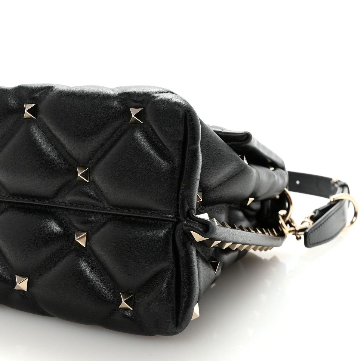 Lambskin VLTN Print Candystud Top Handle Bag Black