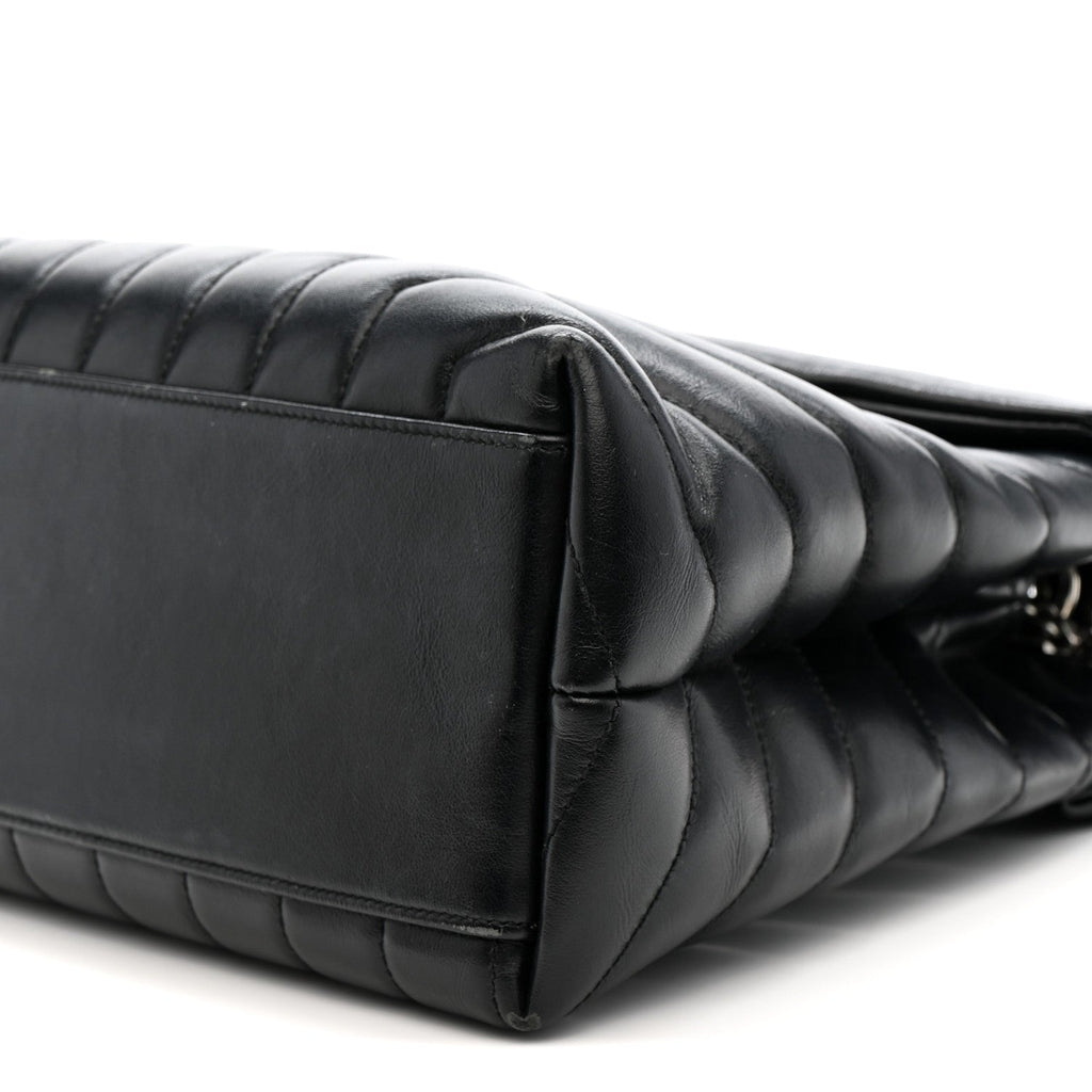 Calfskin Y Quilted Monogram Medium Loulou Chain Satchel Black