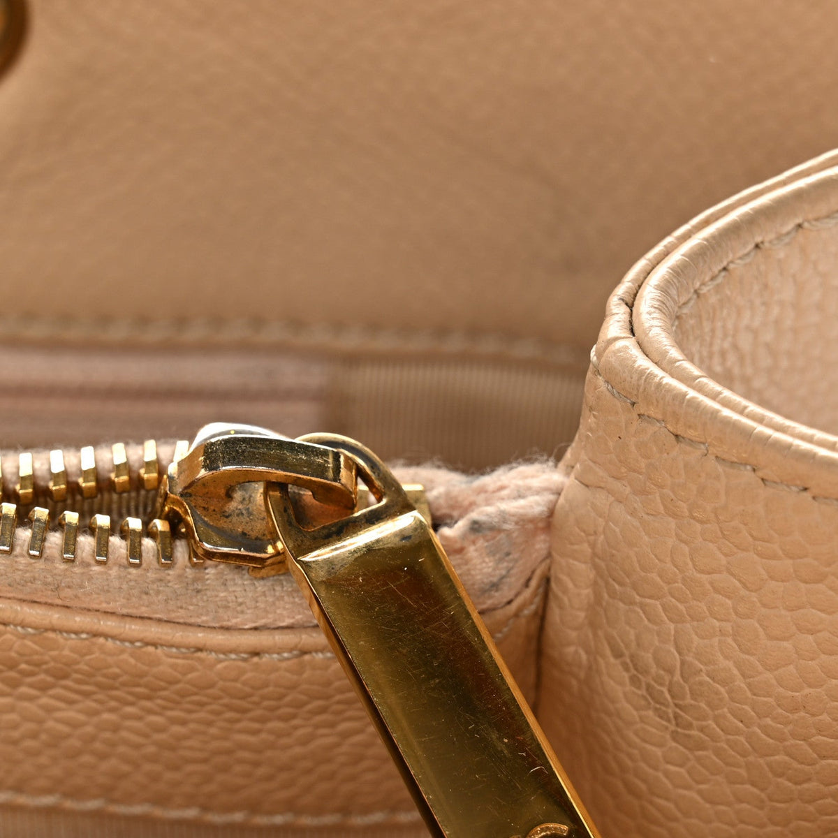 Caviar Quilted Grand Shopping Tote GST Beige