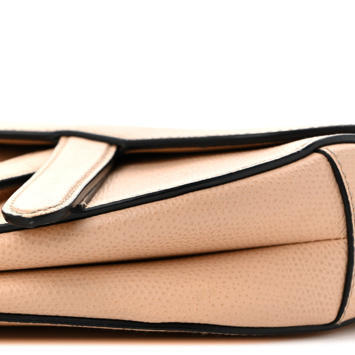 Grained Calfskin Mini Saddle Bag Beige