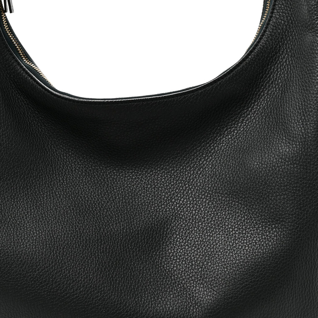 Grained Calfskin Medium Everyday Shoulder Bag Bottle Green
