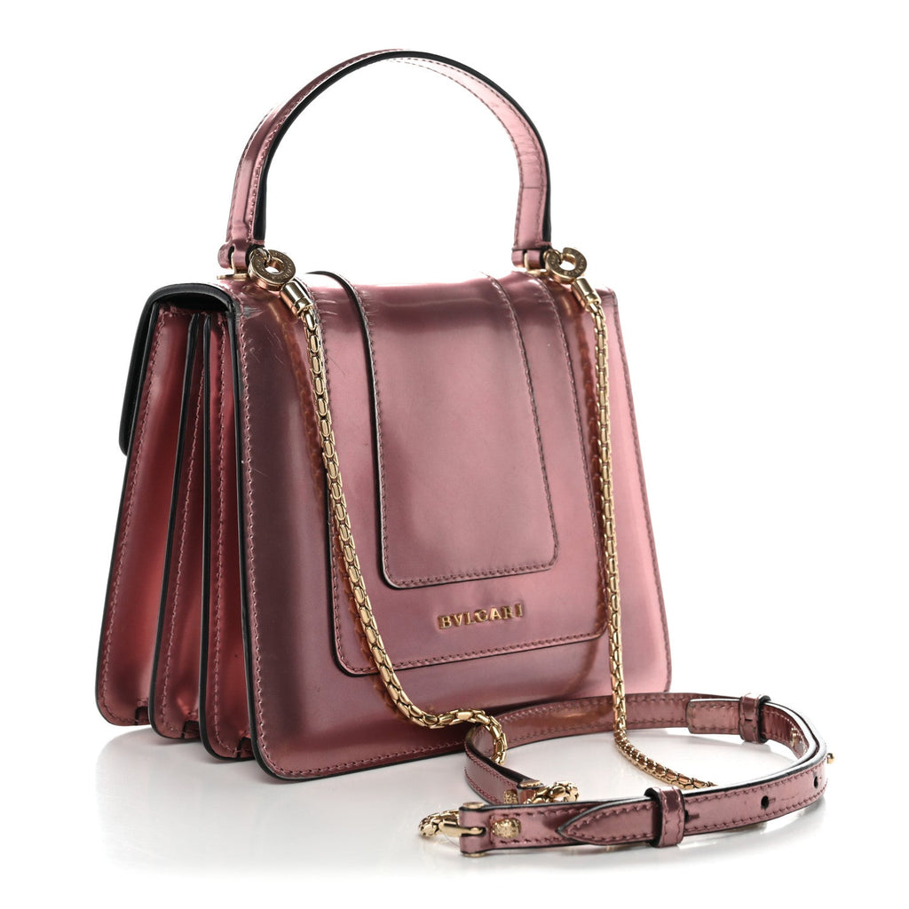 Metallic Calfskin Serpenti Forever Top Handle Rose Quartz