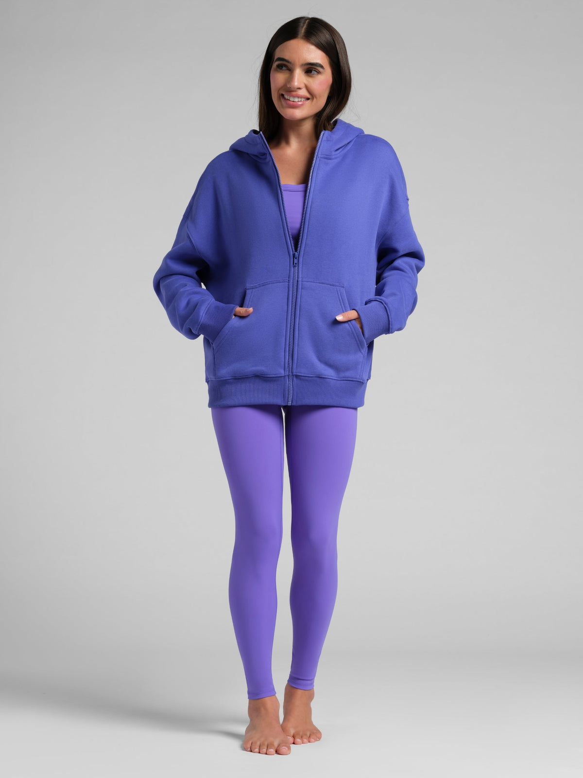 Neon Basic Crop Zip Hoodie