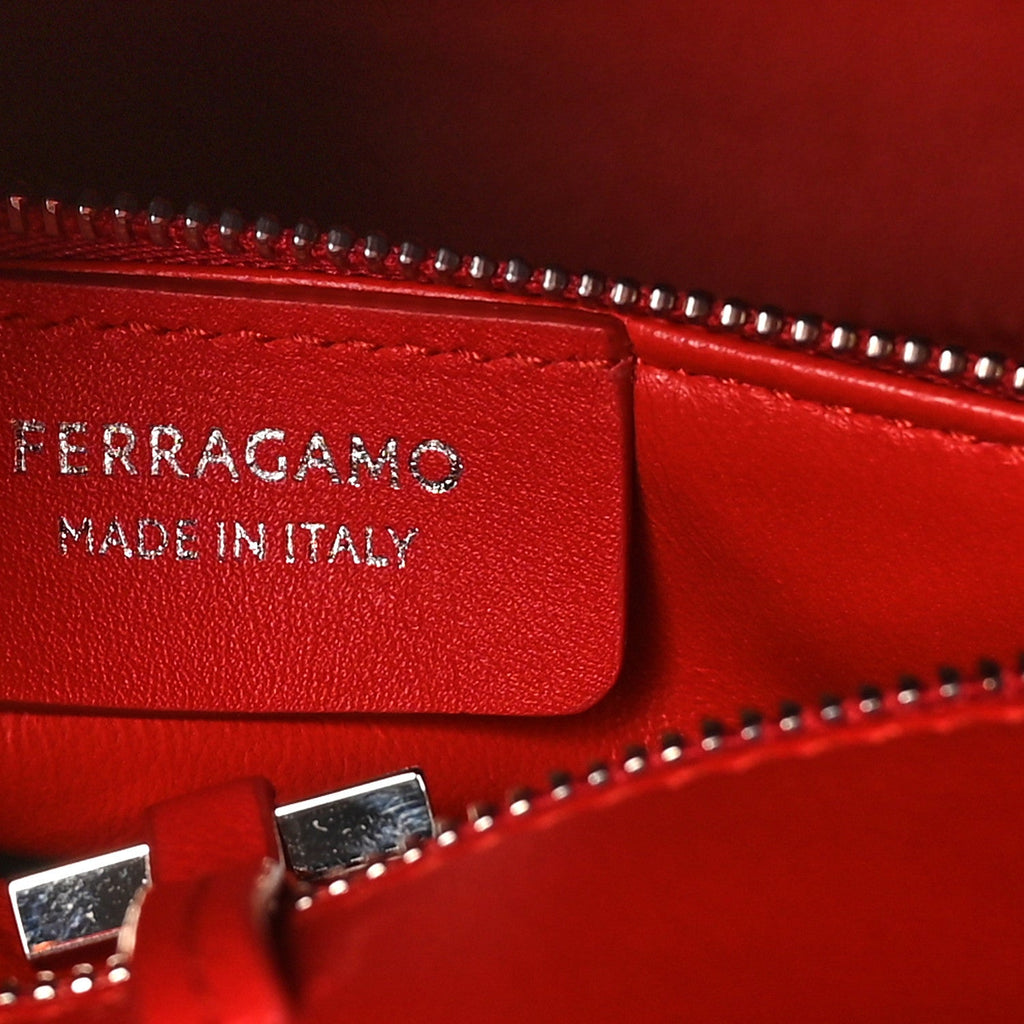Natural Grain Calfskin Medium Hug Bag Flame Red