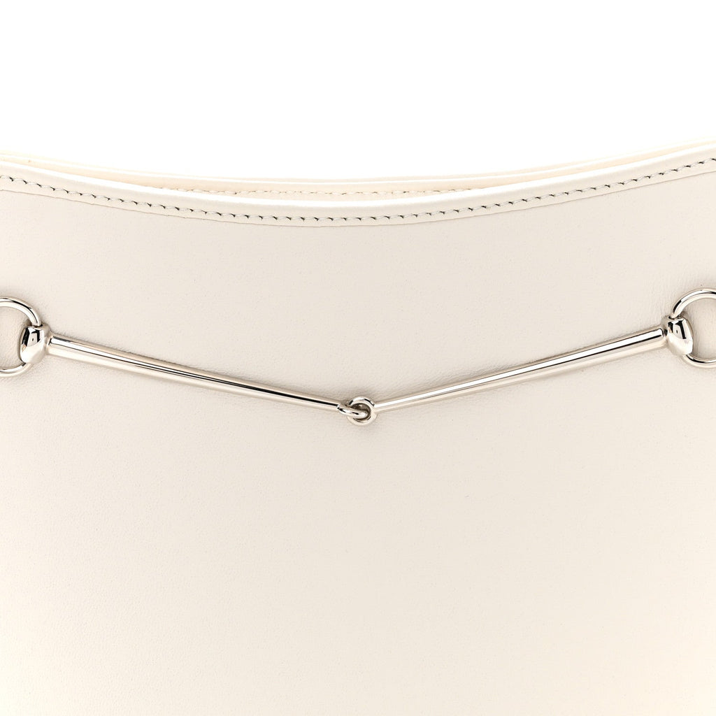 Calfskin Horsebit Slim Shoulder Bag White
