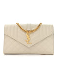 Grain De Poudre Mixed Matelasse Triquilt Monogram Chain Wallet Crema Soft