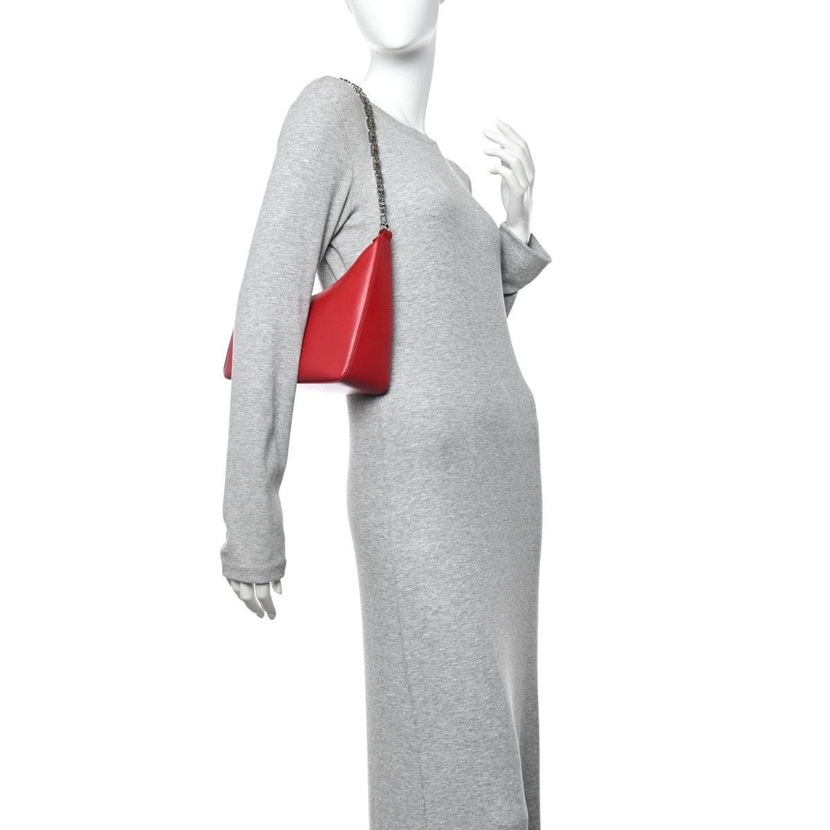 Smooth Calfskin Small Moon Cut Out Shoulder Bag Dark Red