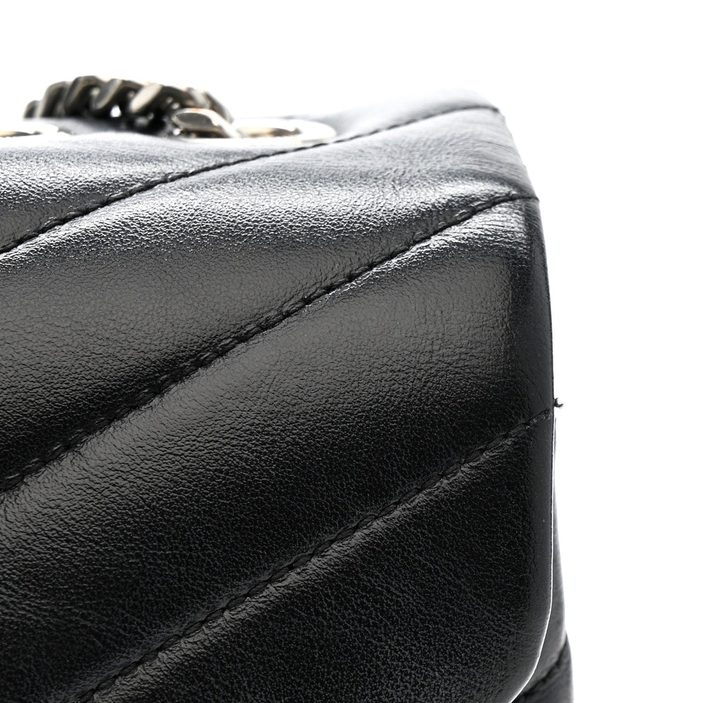 Calfskin Y Quilted Monogram Medium Loulou Chain Satchel Black