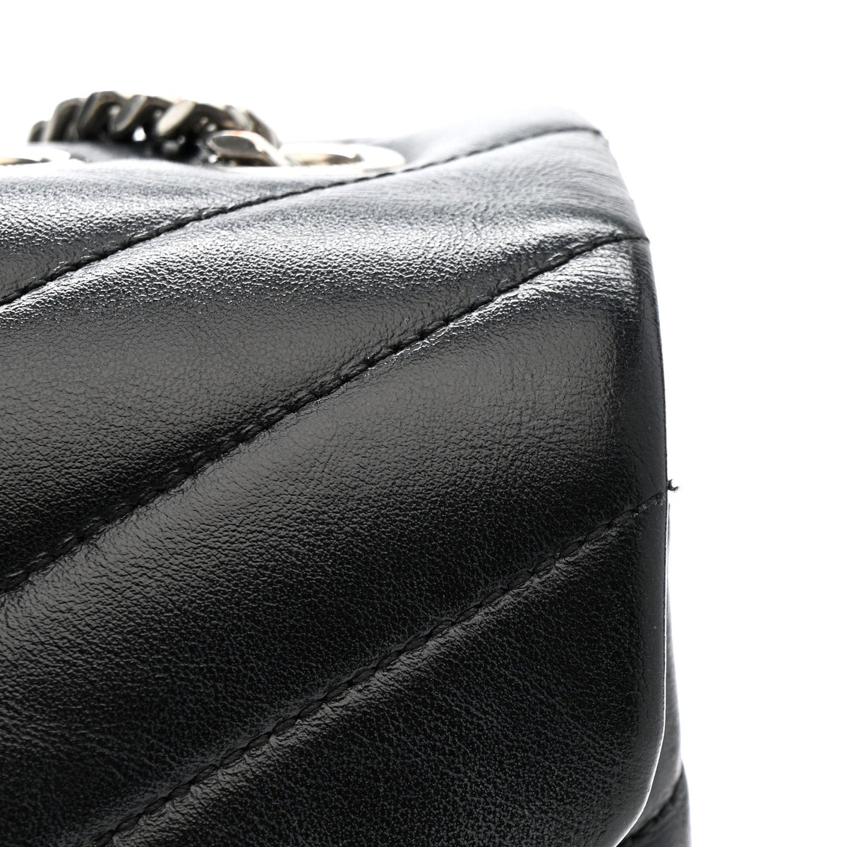 Calfskin Y Quilted Monogram Medium Loulou Chain Satchel Black