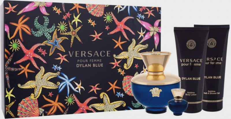 Versace Dylan Blue Women Set 3.4oz EDP & 3.4oz BL & 3.4oz SG & .17oz Mini