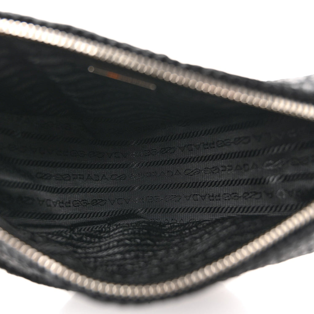 Yarn Raffia Effect Crochet Triangle Shoulder Bag Black