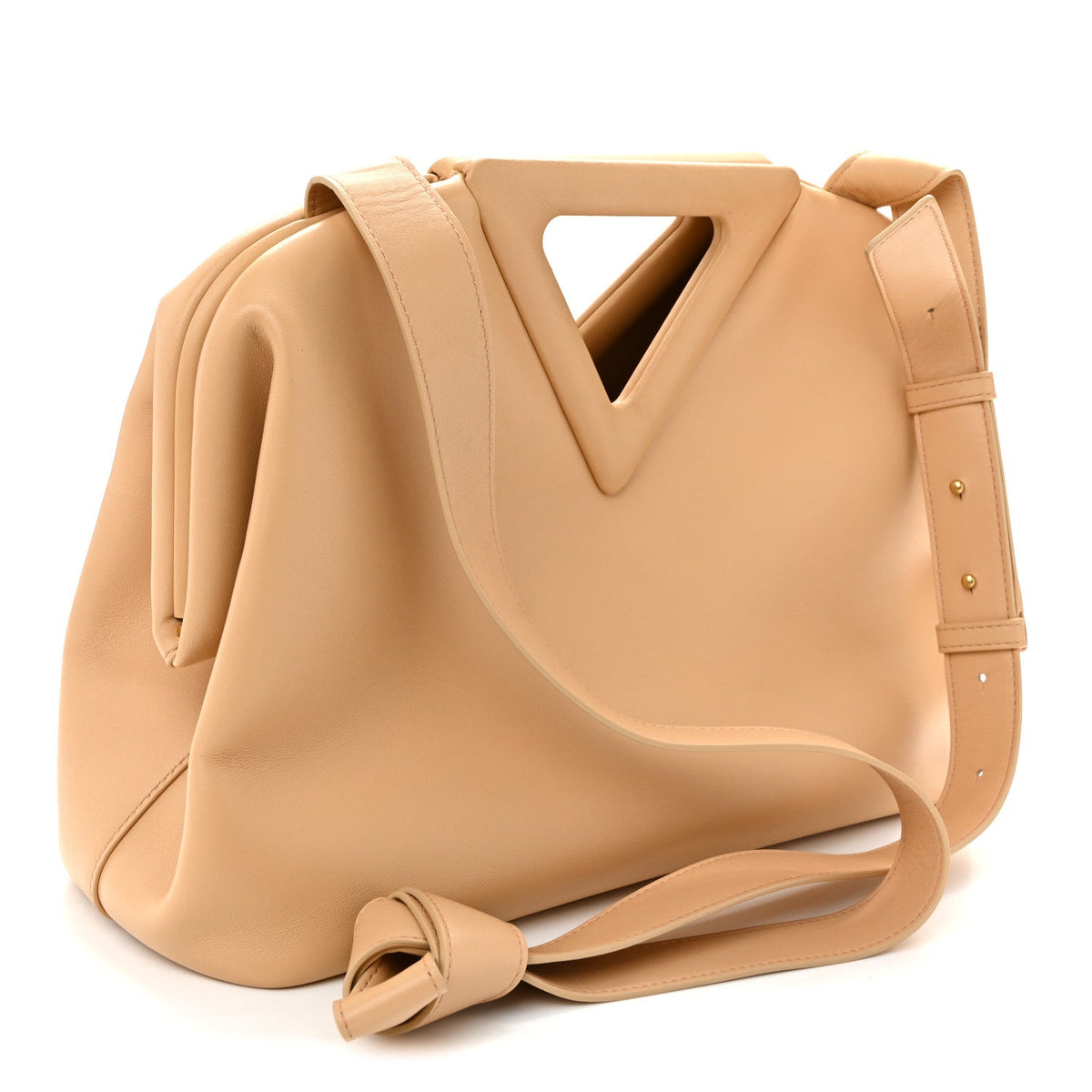 Calfskin Medium The Point Triangle Bag Almond