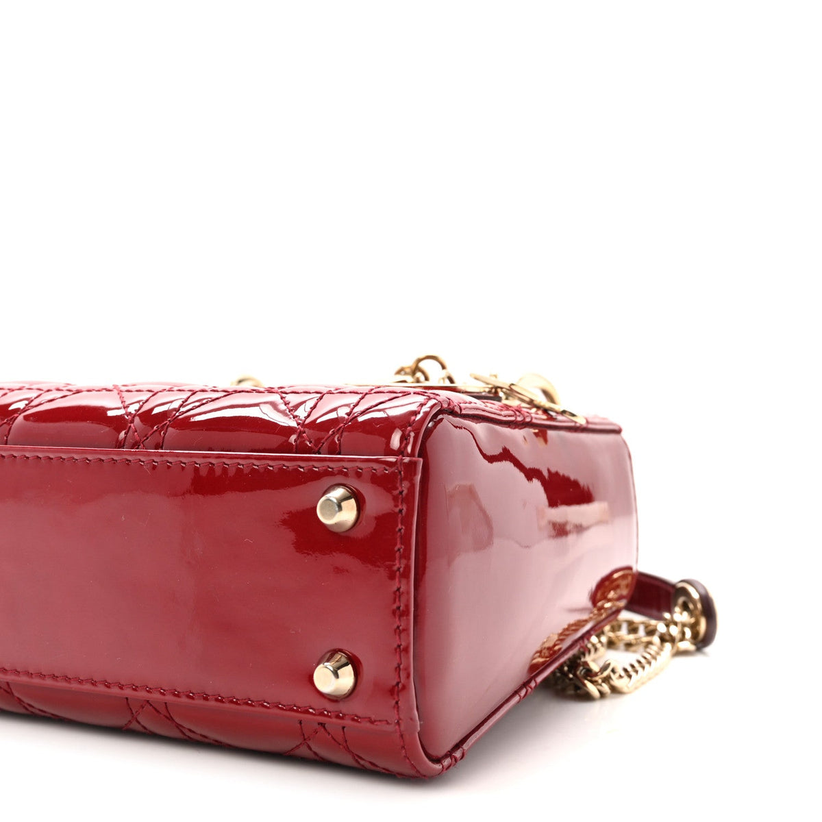 Patent Cannage Mini Lady Dior Red