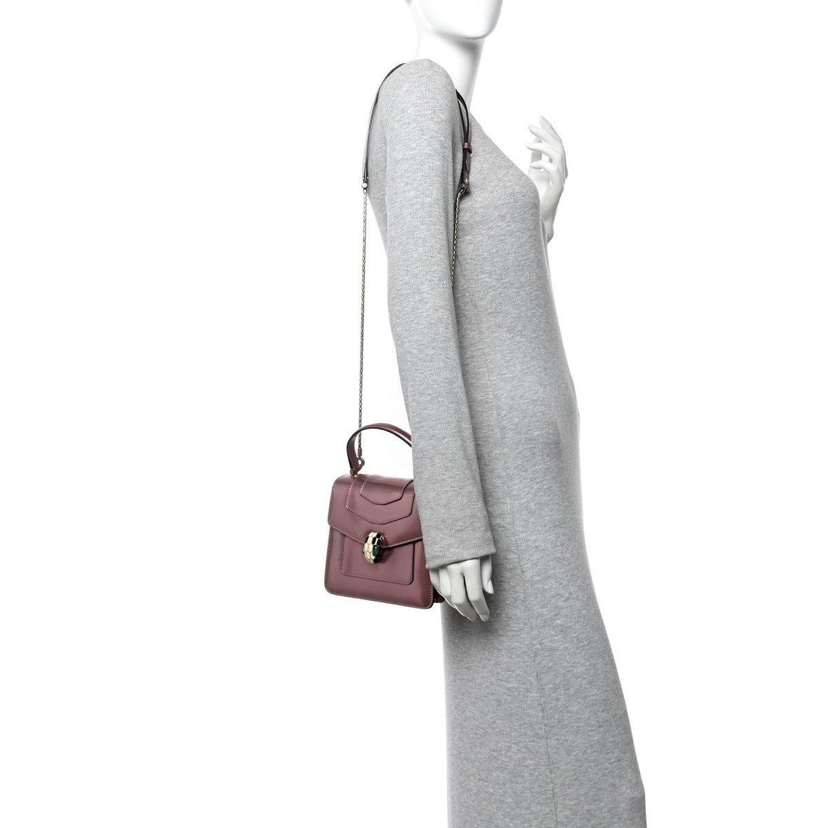 Metallic Calfskin Serpenti Forever Top Handle Rose Quartz