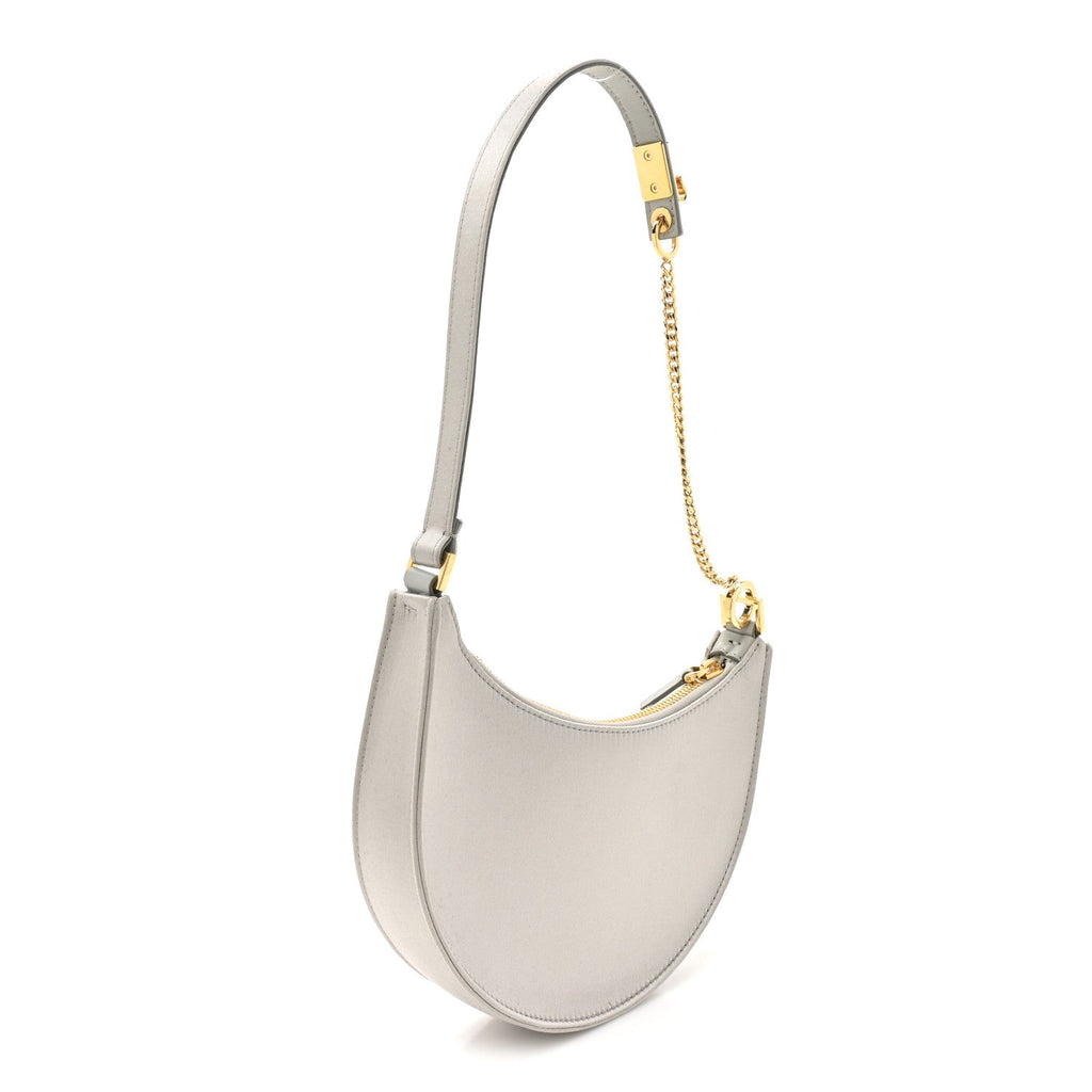 Satin Mini Crystal Vlogo Hobo Bag Silver