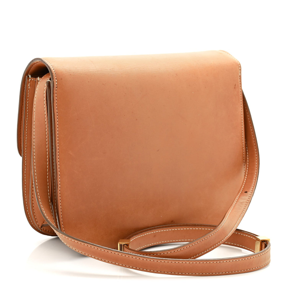 Natural Calfskin Medium Classic Box Flap Bag Tan