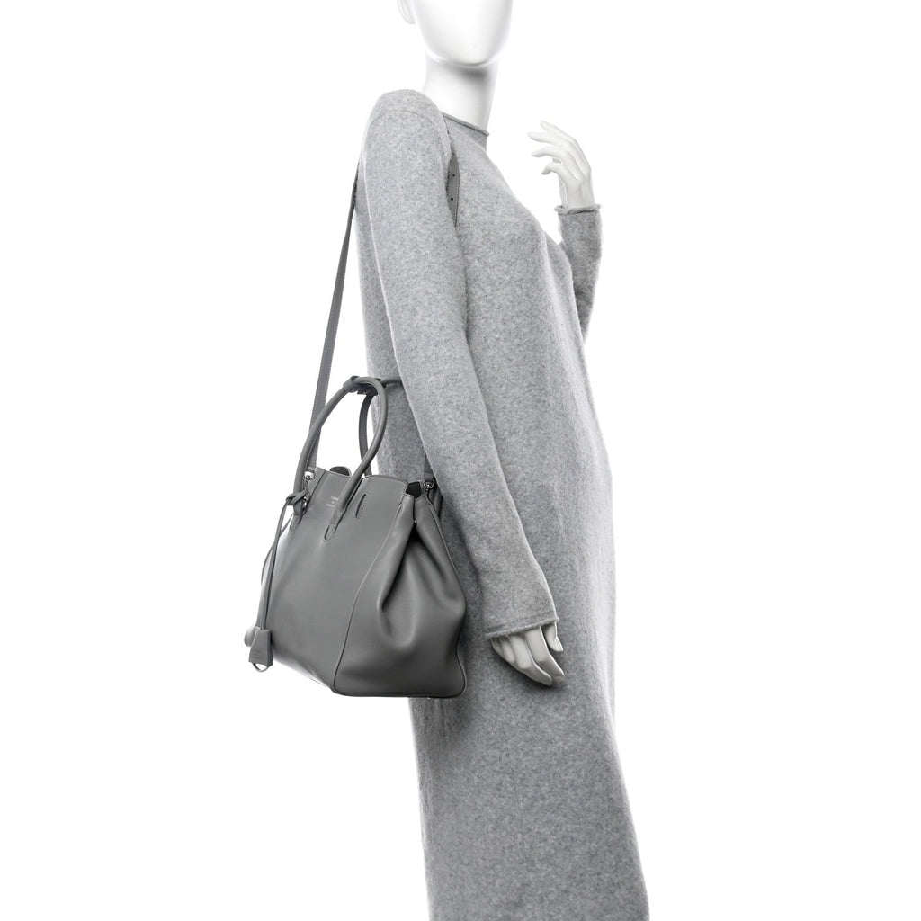 Smooth Calfskin Small Hampton Carry All Bag Grey