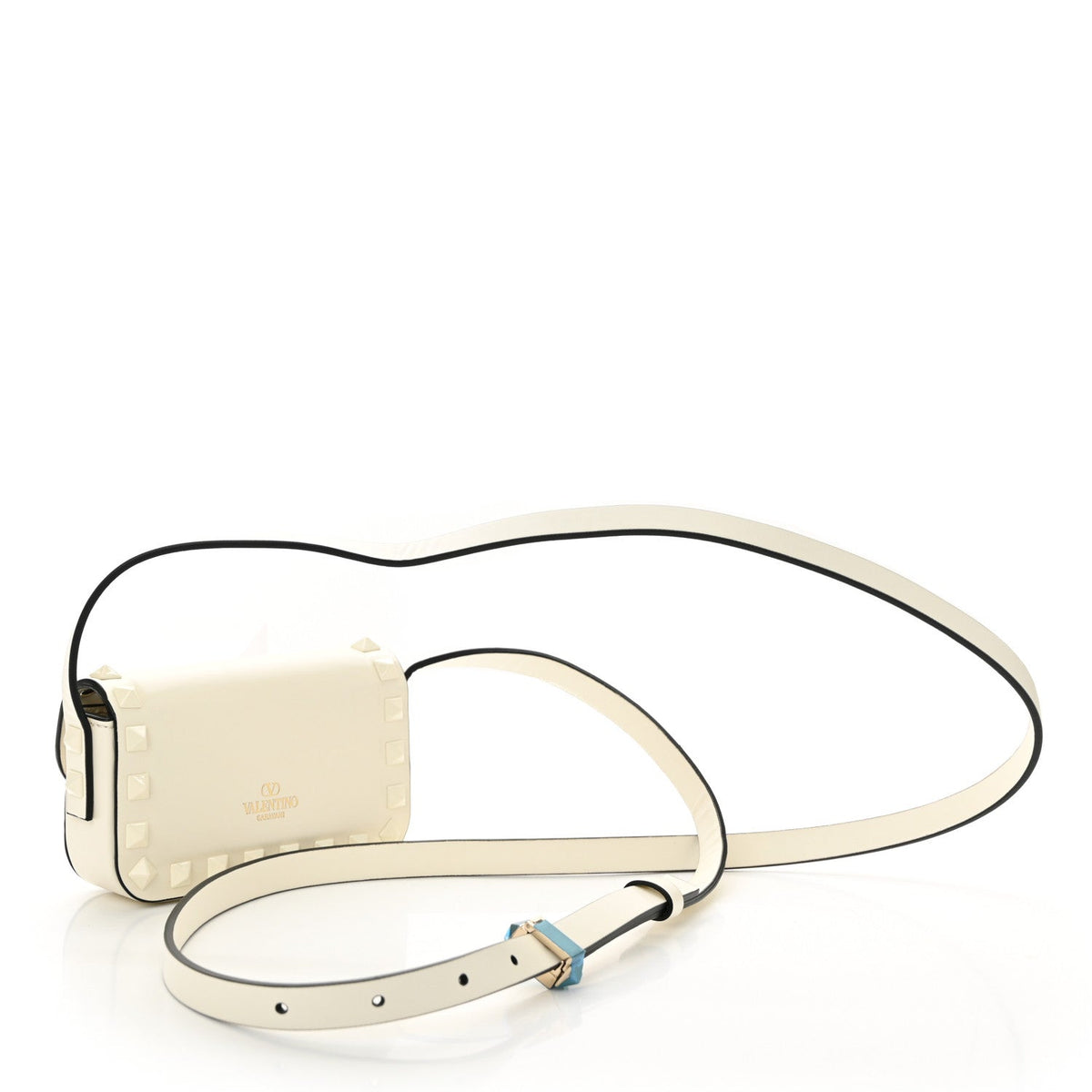 Vitello Mini Monochrome Rockstud Flip Lock Shoulder Bag Ivory