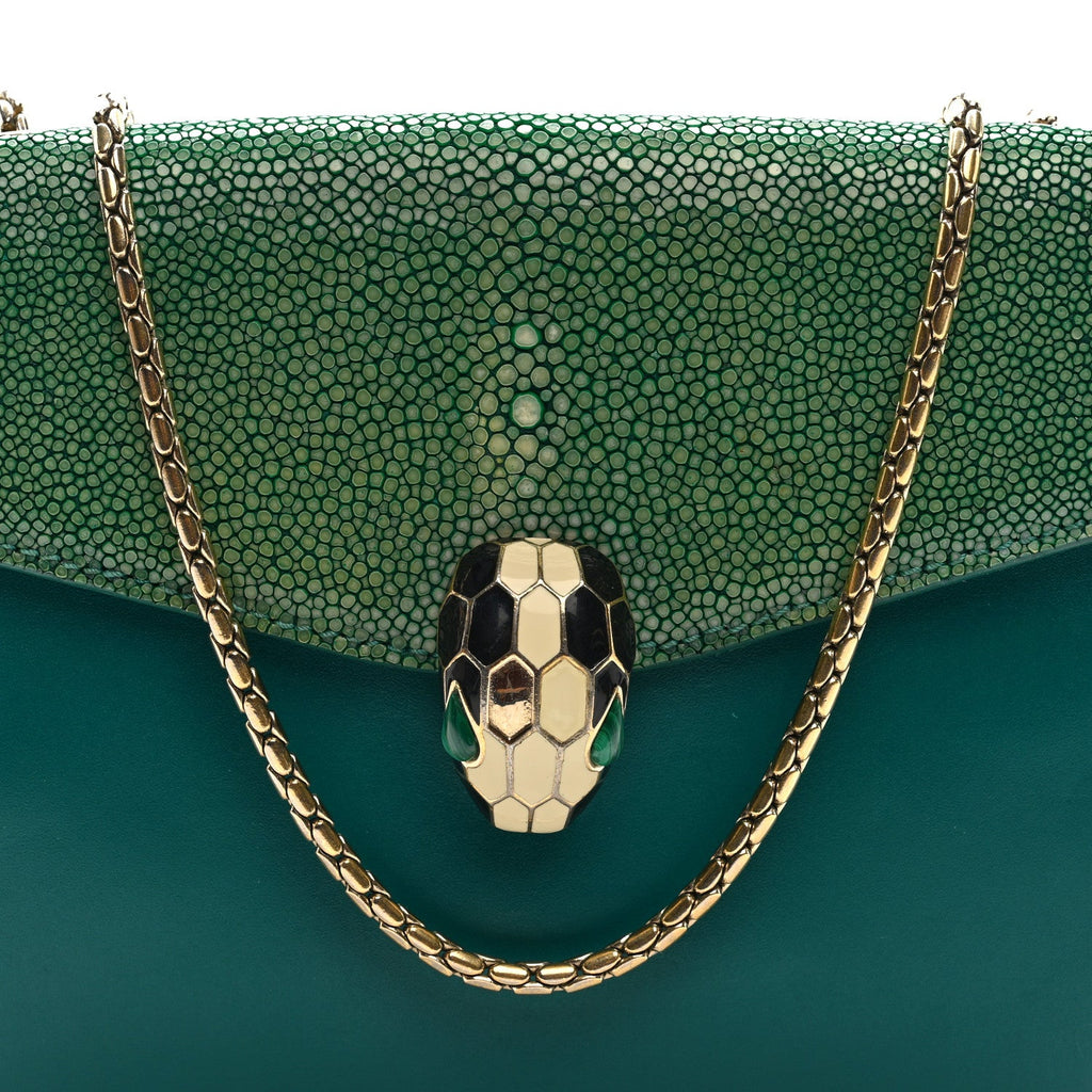 Galuchat Calfskin Serpenti Forever Crossbody Bag Green