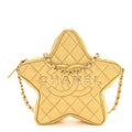 Metallic Lambskin Quilted Walk Of Fame Star Bag Gold