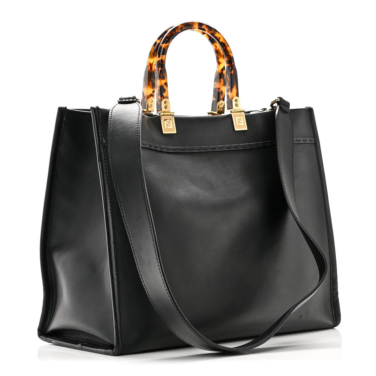 Vitello King Plexiglass Medium Fendi Sunshine Shopper Tote Black
