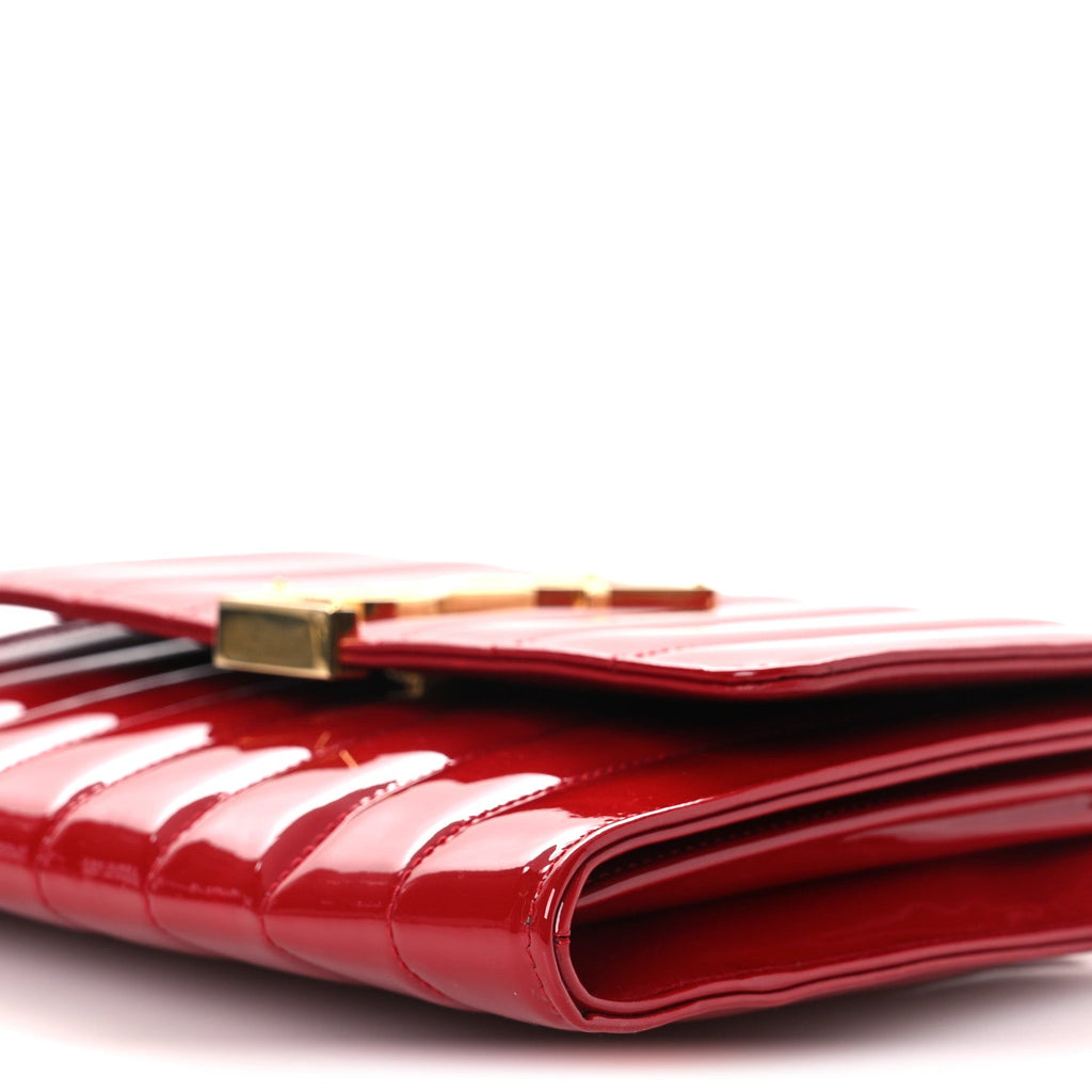 Patent Calfskin Matelasse Vicky Chain Wallet Rouge Eros