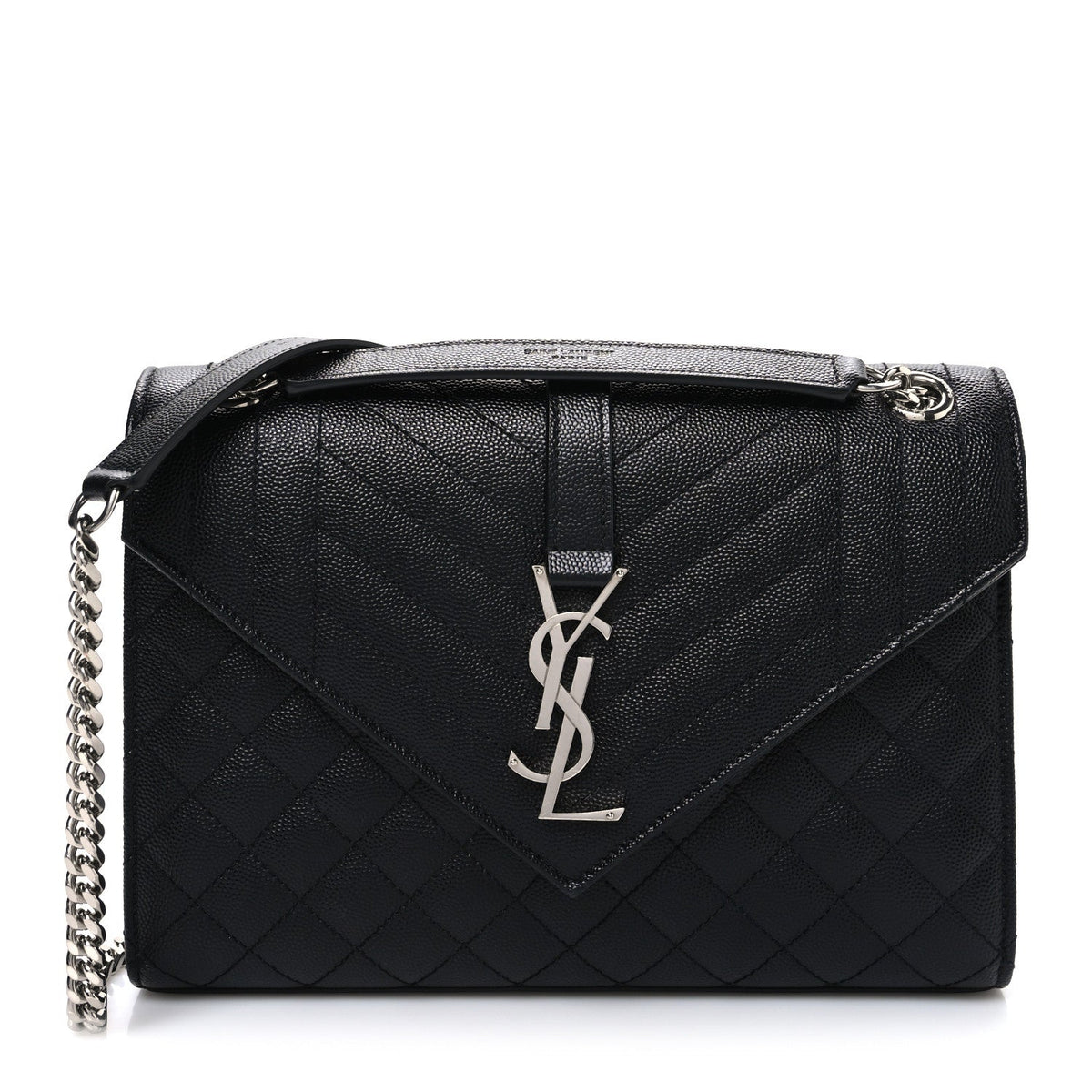 Grain De Poudre Textured Mixed Matelasse Triquilt Medium Monogram Satchel Black
