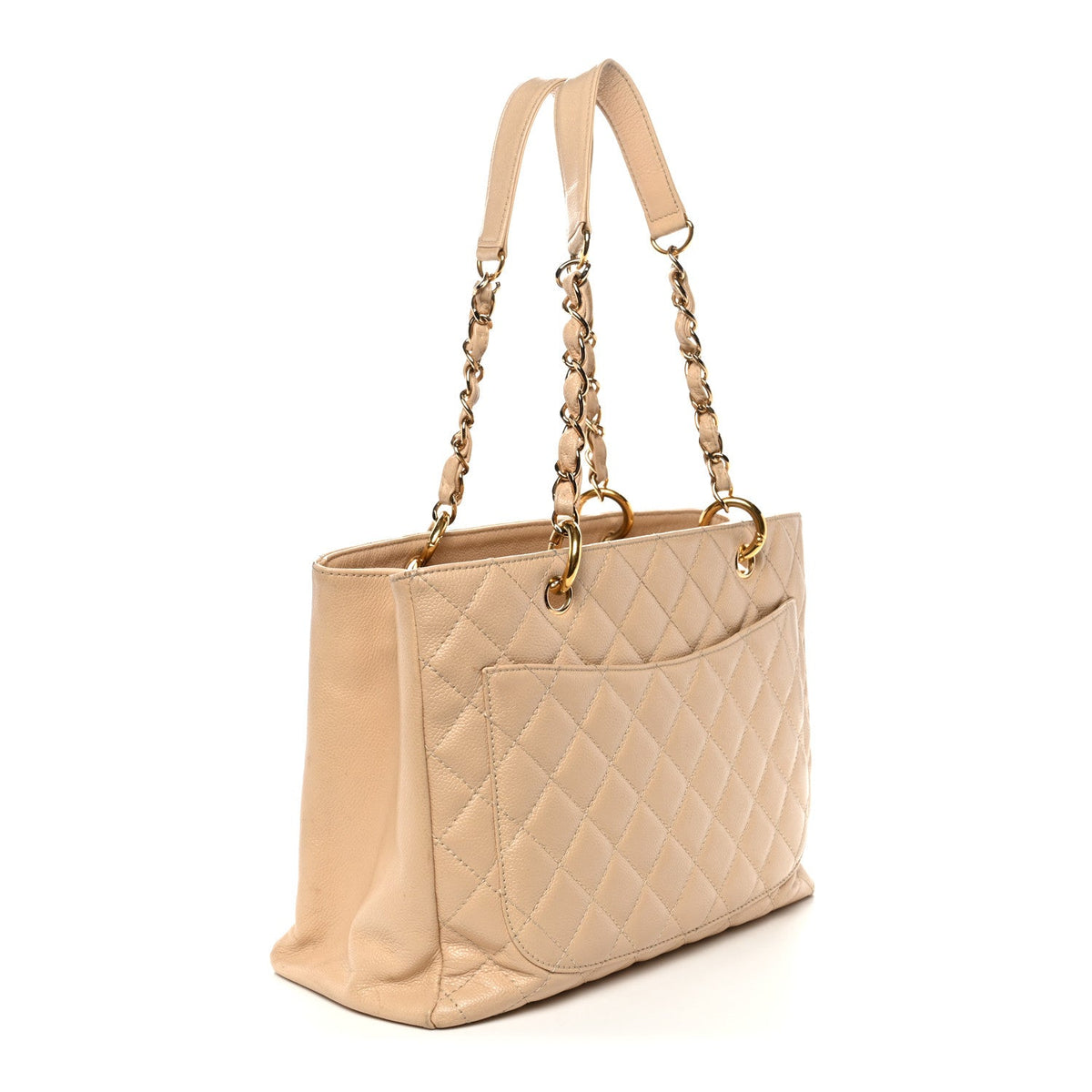 Caviar Quilted Grand Shopping Tote GST Beige