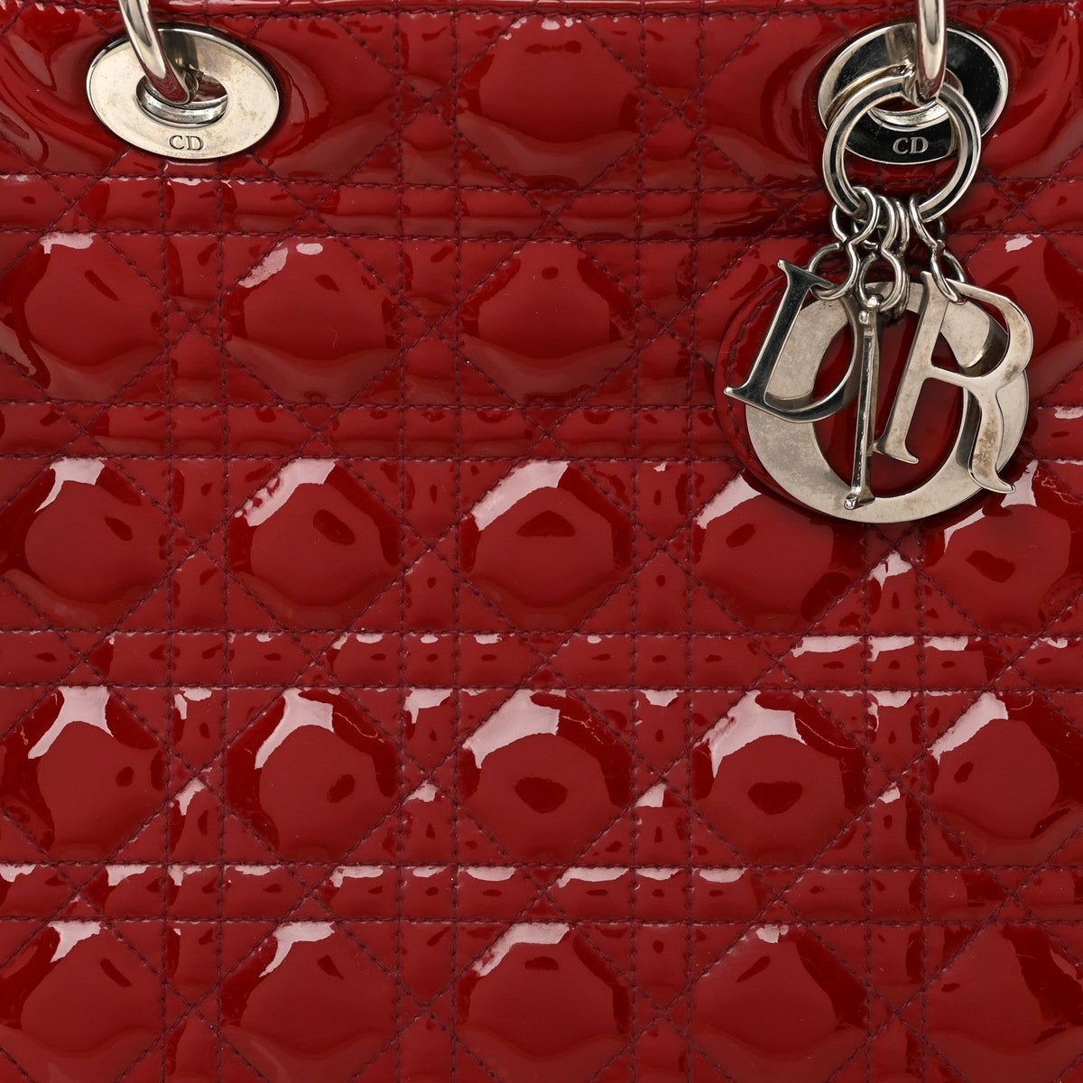 Patent Cannage Large Lady Dior Red