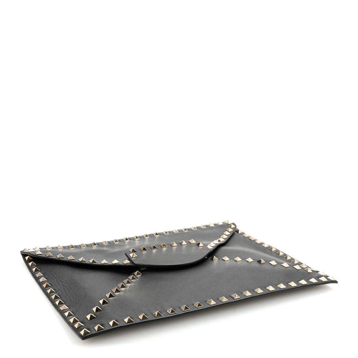 Vitello Untitled Rockstud Envelope Clutch Black