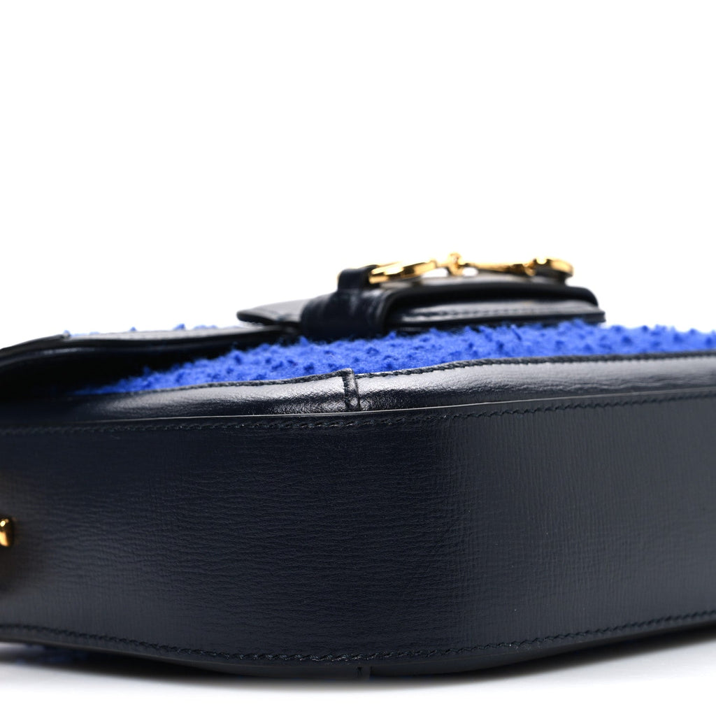 Casy Wool Azalea Calfskin Mini Horsebit 1955 Shoulder Bag Blue China