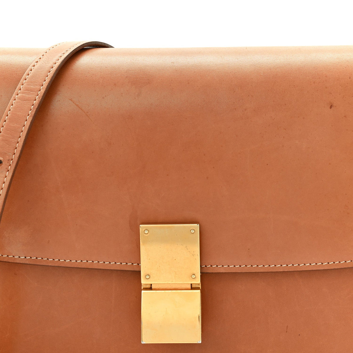 Natural Calfskin Medium Classic Box Flap Bag Tan