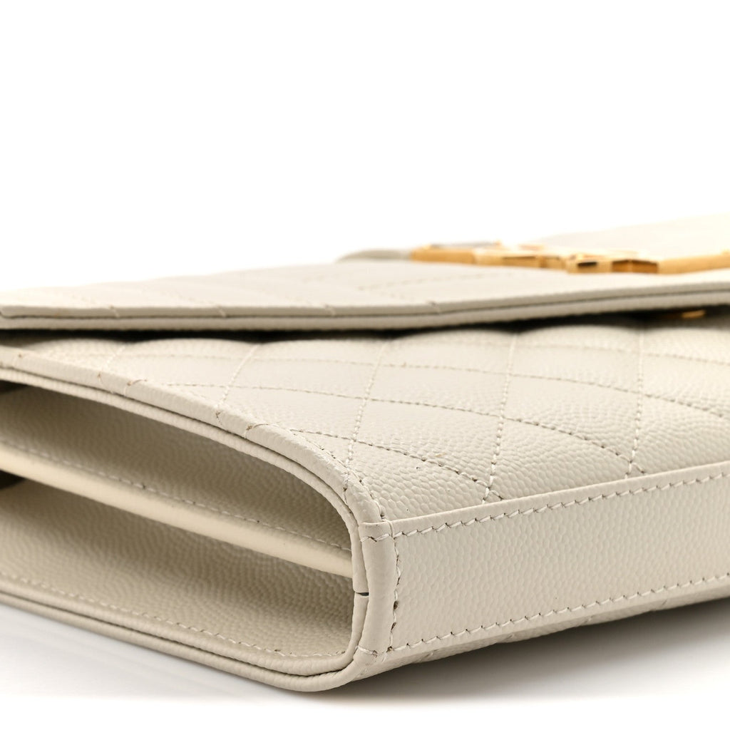 Grain De Poudre Mixed Matelasse Triquilt Monogram Chain Wallet Crema Soft