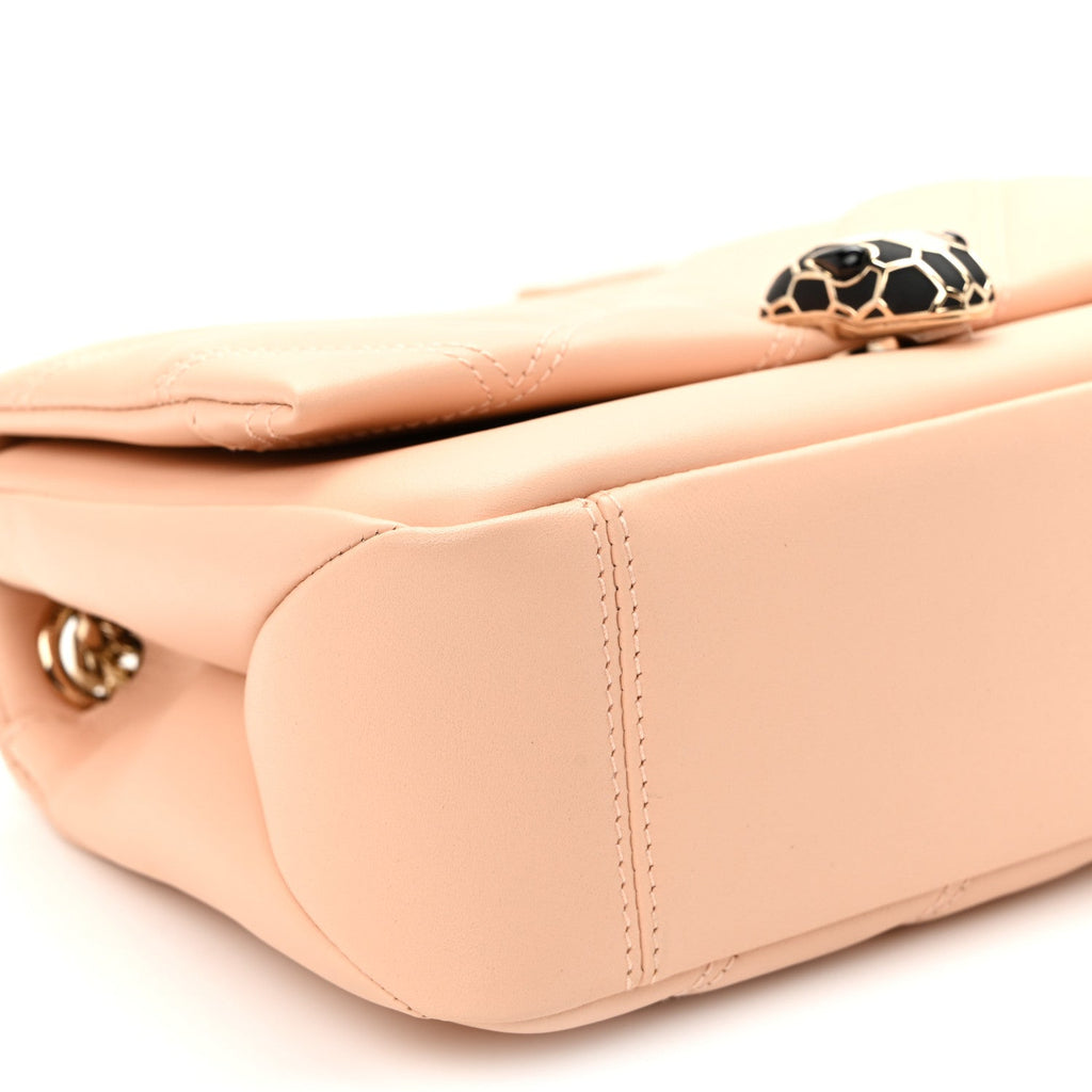 Calfskin Matelasse Small Serpenti Cabochon Shoulder Bag Peach