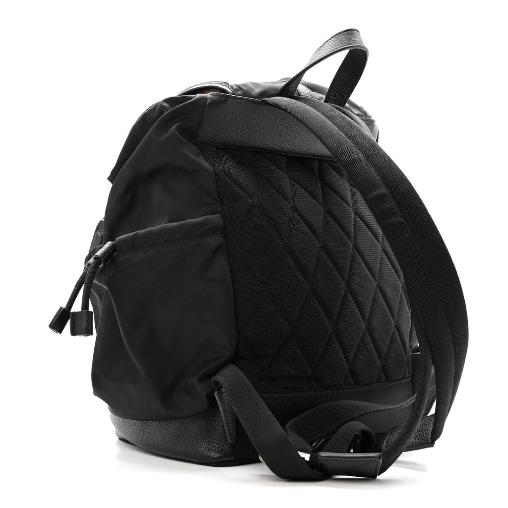 Nylon Grained Calfskin Watson Diaper Bag Black
