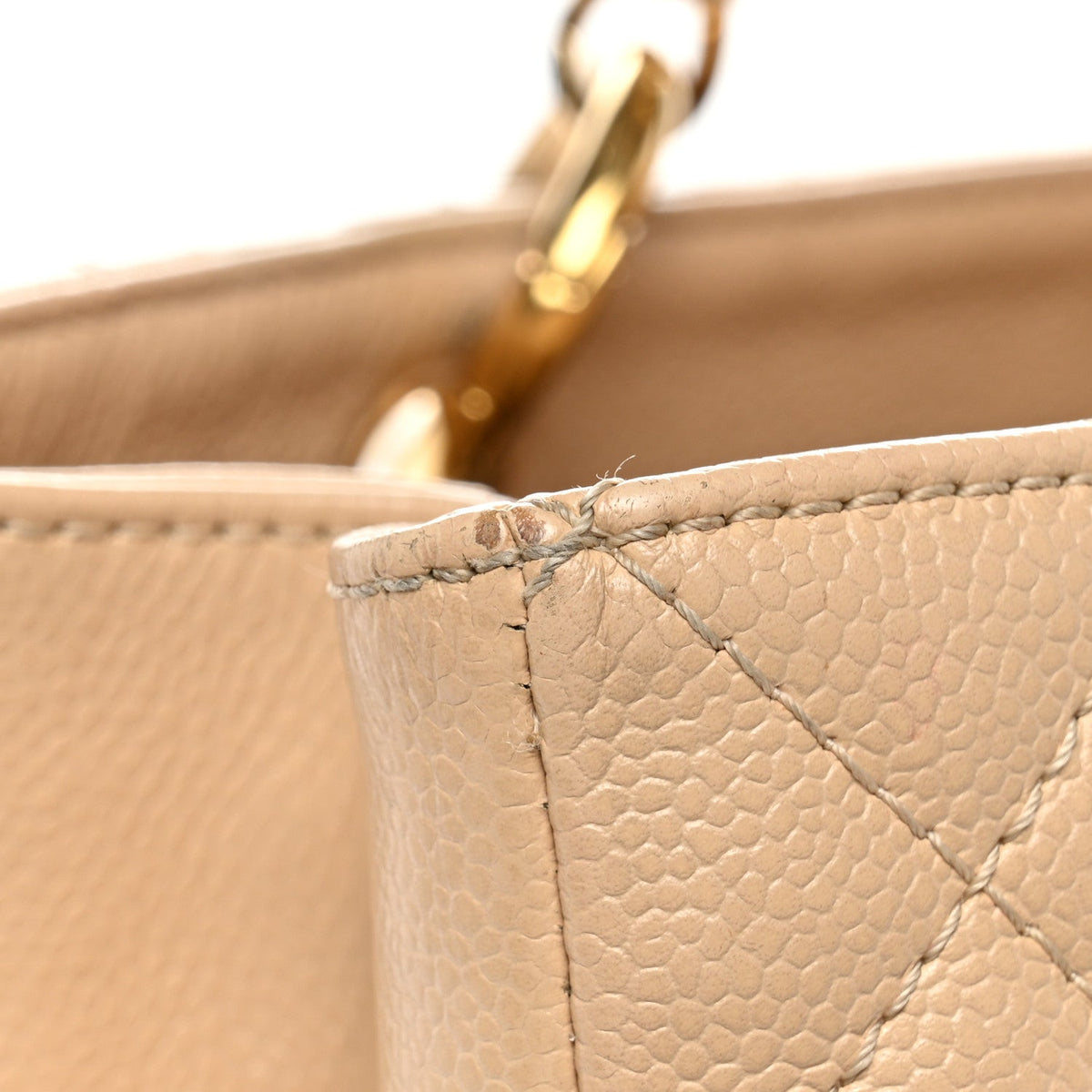 Caviar Quilted Grand Shopping Tote GST Beige