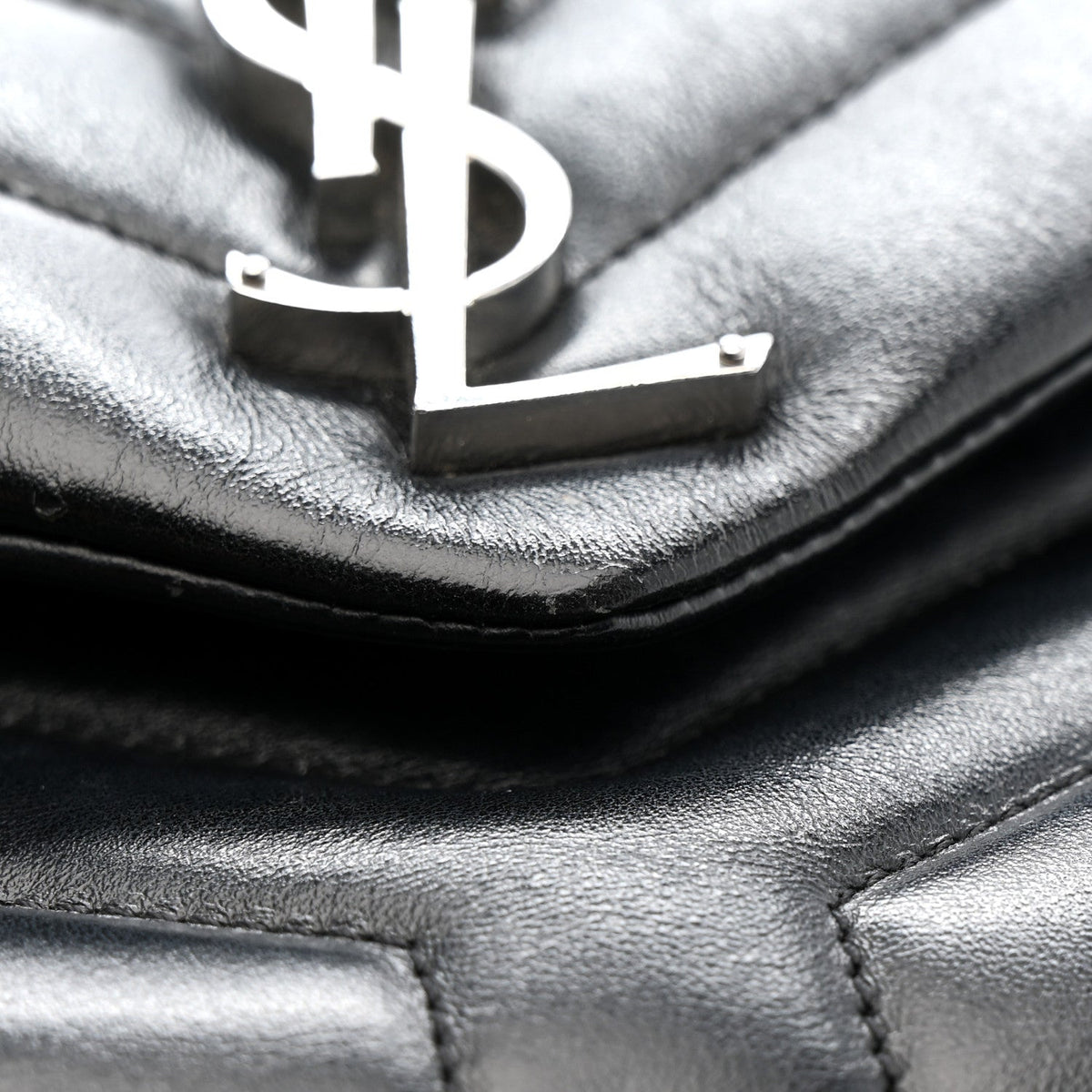 Calfskin Y Quilted Monogram Medium Loulou Chain Satchel Black