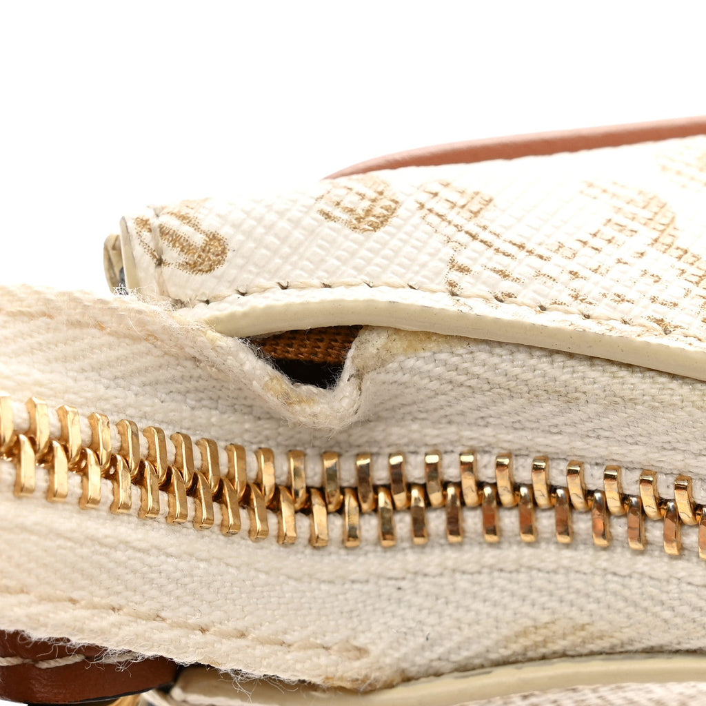 Canvas Calfskin Ava Triomphe Shoulder Bag White